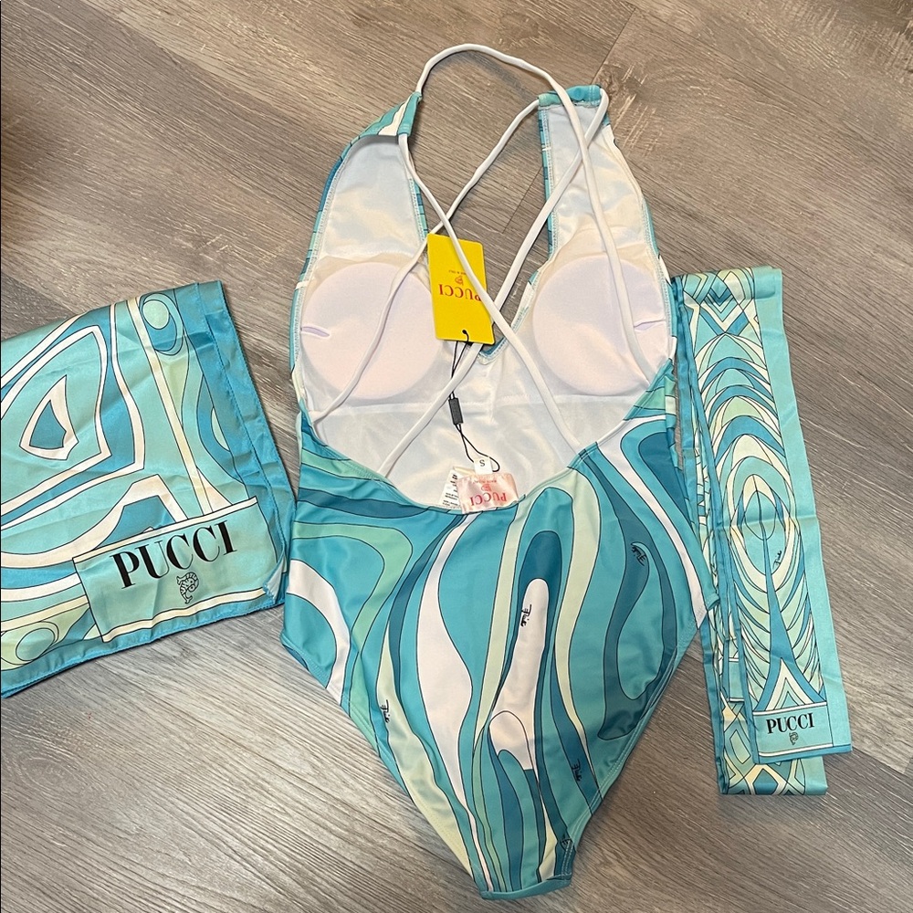 Pucci Aqua Swirl One-Piece Swimsuit - Picture 2 of 3